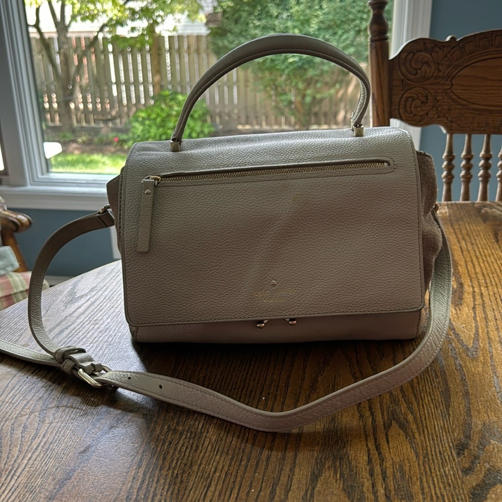 Kate Spade genuine leather handbag cream/taupe color